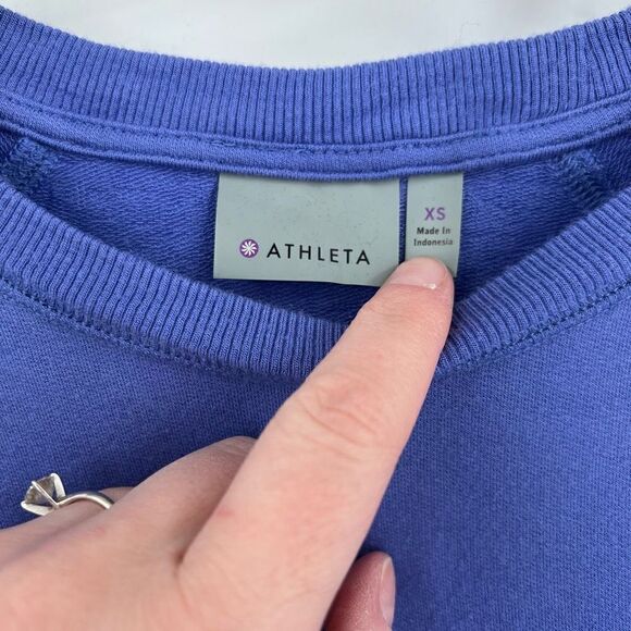 Athleta Blue Purple Faux Wrap Hem Pullover Sweatshirt Size XS - Picture 4 of 10